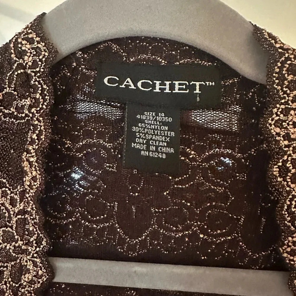 Cachet Formal Sequins Formal Dress With Shaw ‎ size 14. browng/gold - Picture 11 of 13